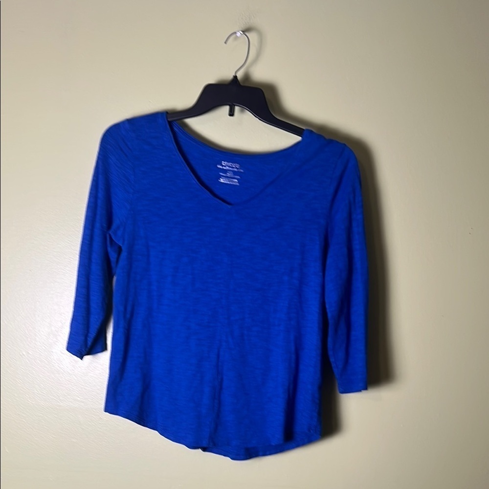 Chicos the ultimate tee Fitted Blue 3/4 Sleeve Top